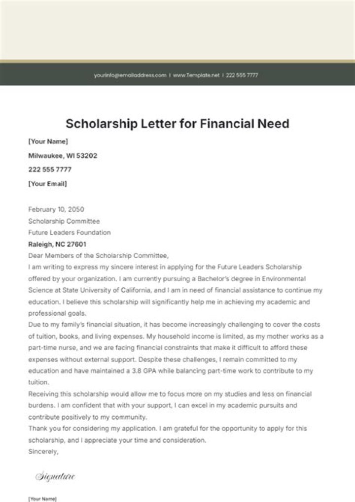 How do I write a cover letter for a scholarship?
