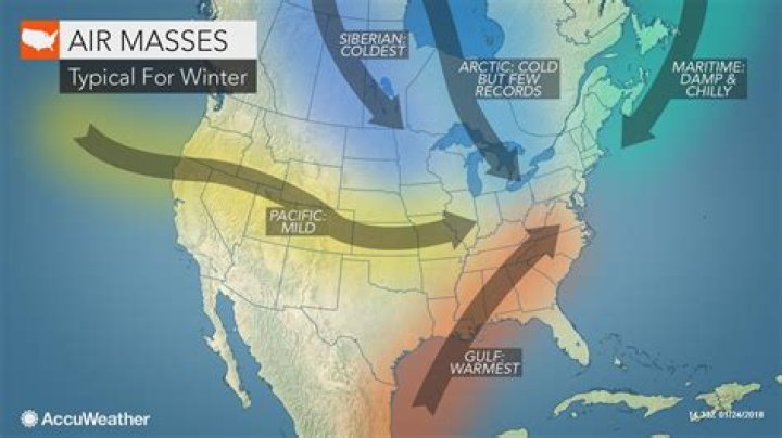 How do you find air masses on a weather map?