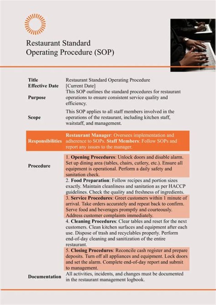 What is standard operating procedure for restaurant?