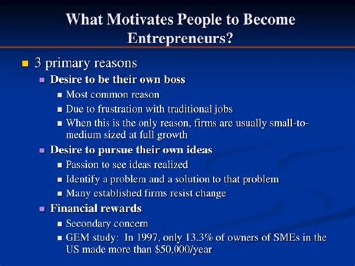What is the #1 motivation for people to become entrepreneurs?